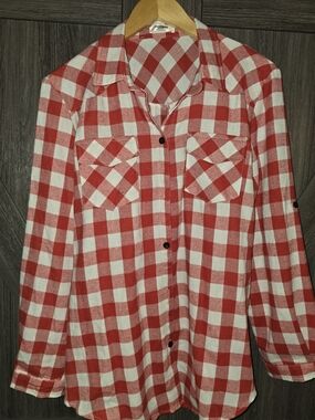 zeagoo Red and White Check Plaid Shirt
